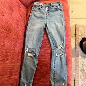 Abercrombie & Fitch high rise super skinny ankle ripped jeans